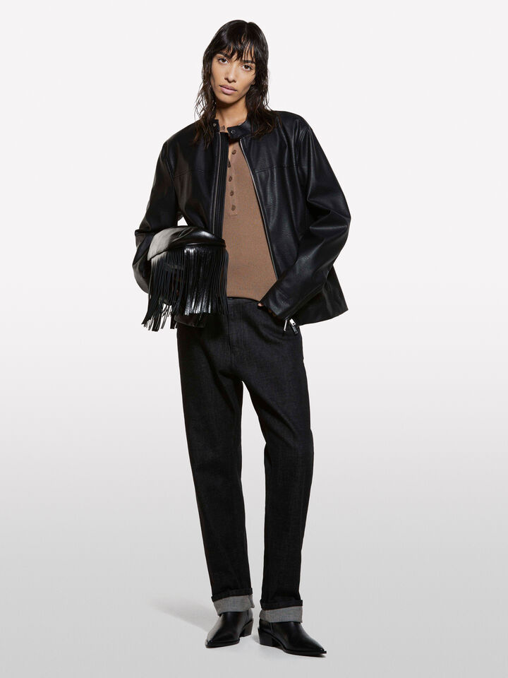 Brown Henley top - women's crew neck sweaters - Brown | Sisley image number 1